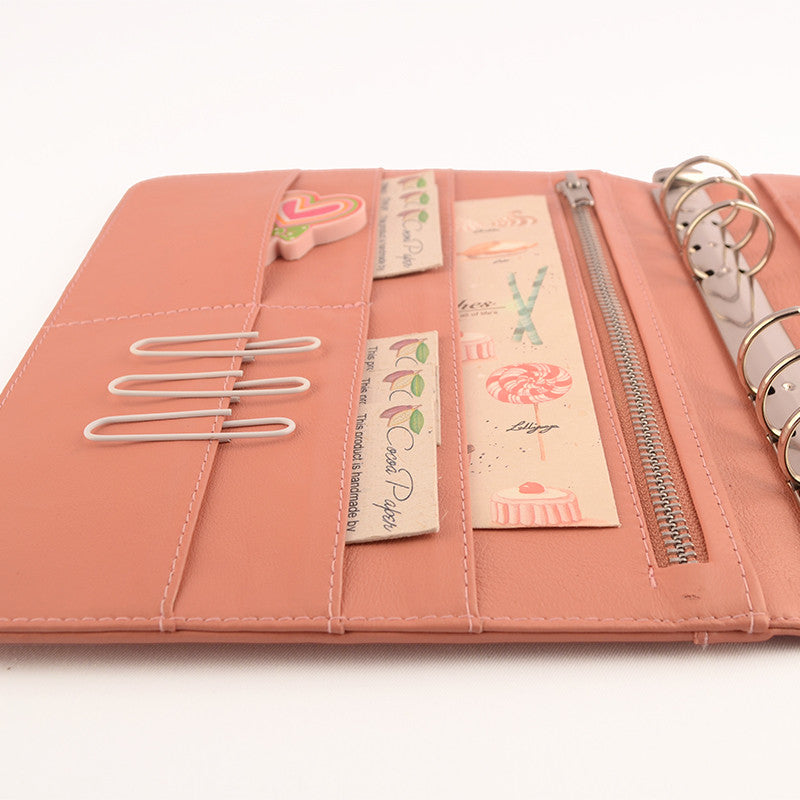 Salmon A5 COACH Leather Ring Binder Planner by CocoaPaper