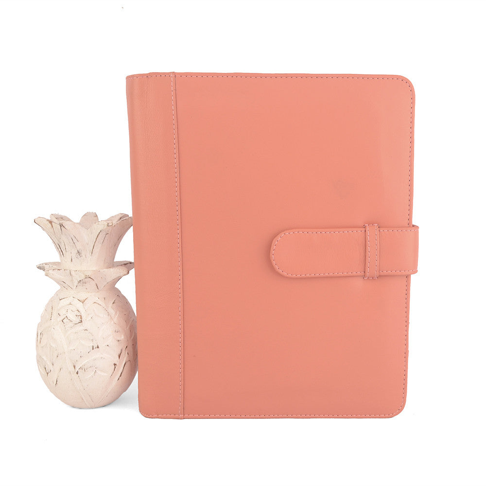 Salmon A5 CLASSIC Leather Ring Binder Planner by CocoaPaper