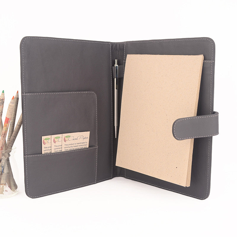 Grey A5 Leather PadFolio by CocoaPaper