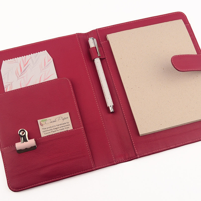 Pink Magenta A5 Leather PadFolio by CocoaPaper