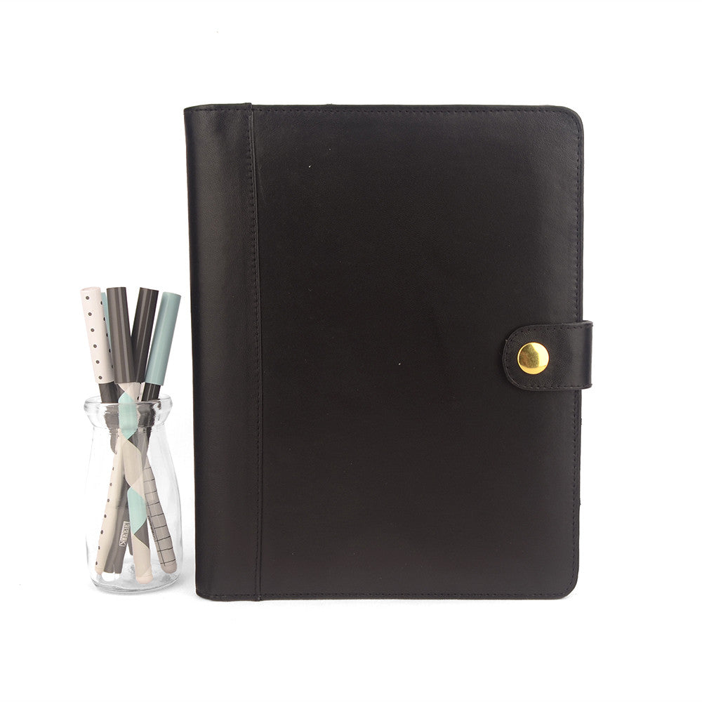 Black A5 STUD Leather PadFolio by CocoaPaper