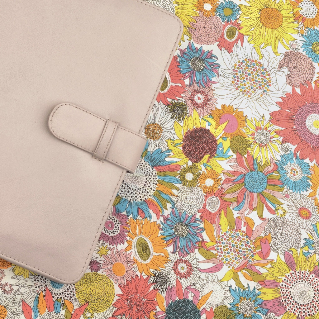 Spring Blooms Fabric with Pale Grey Leather by CocoaPaper