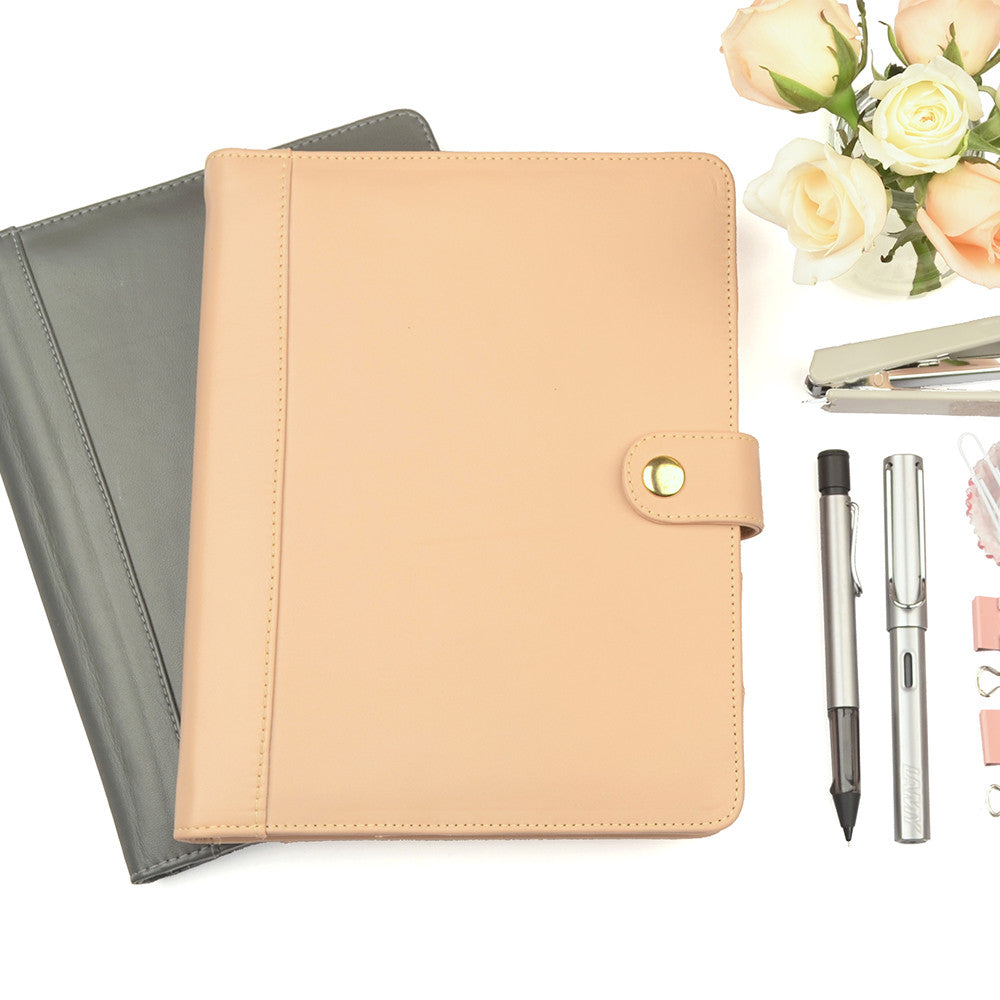 Peach A5 STUD Leather PadFolio by CocoaPaper