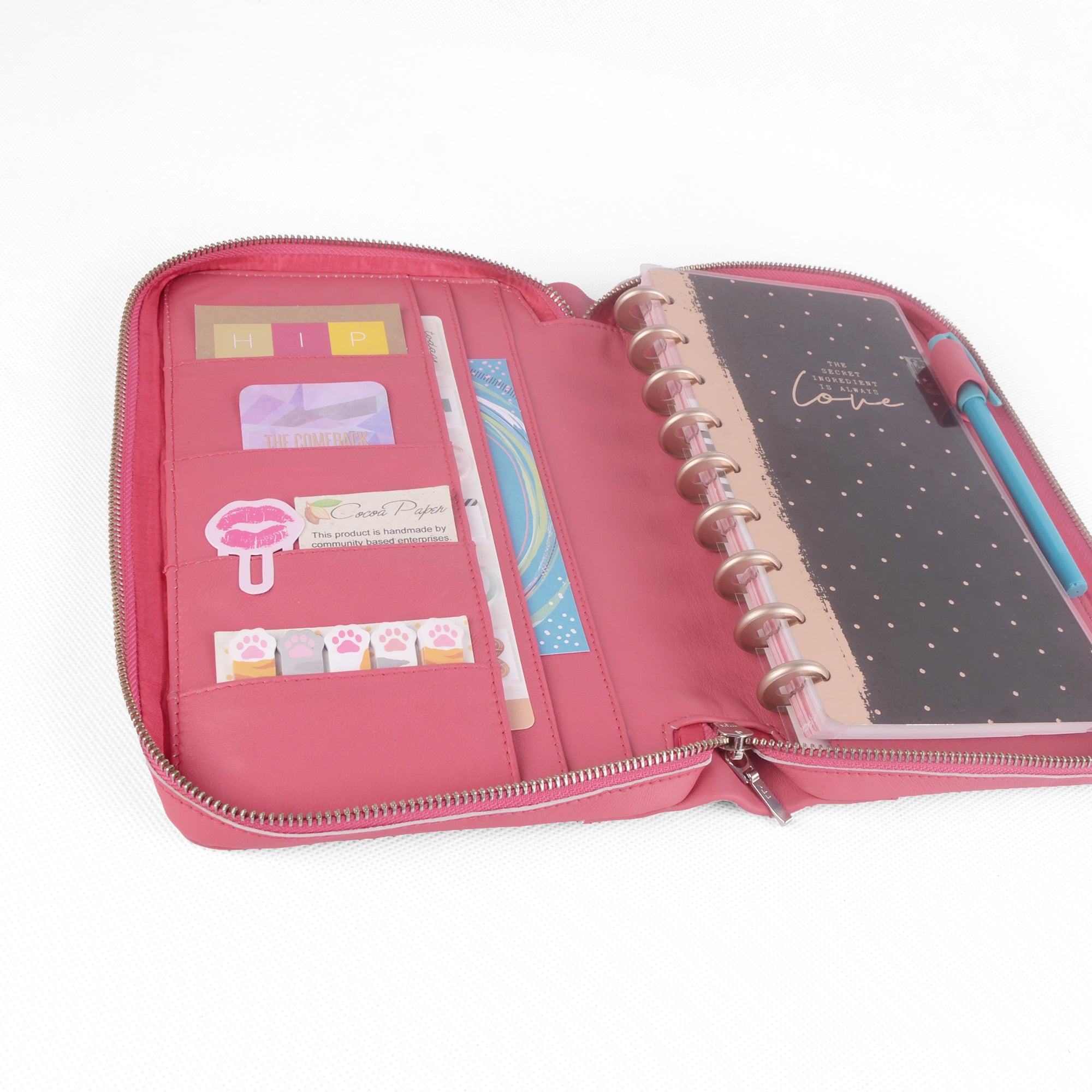 Pink Croco Leather Zip Planner B6, A6, Happy Planner Cover, Personal Rings,  (Happy Planner Cover (B6))